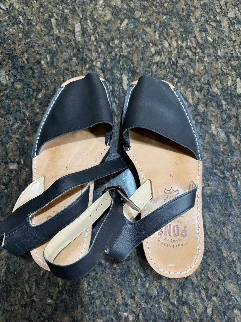 Black and Tan Women’s Leather Sandals